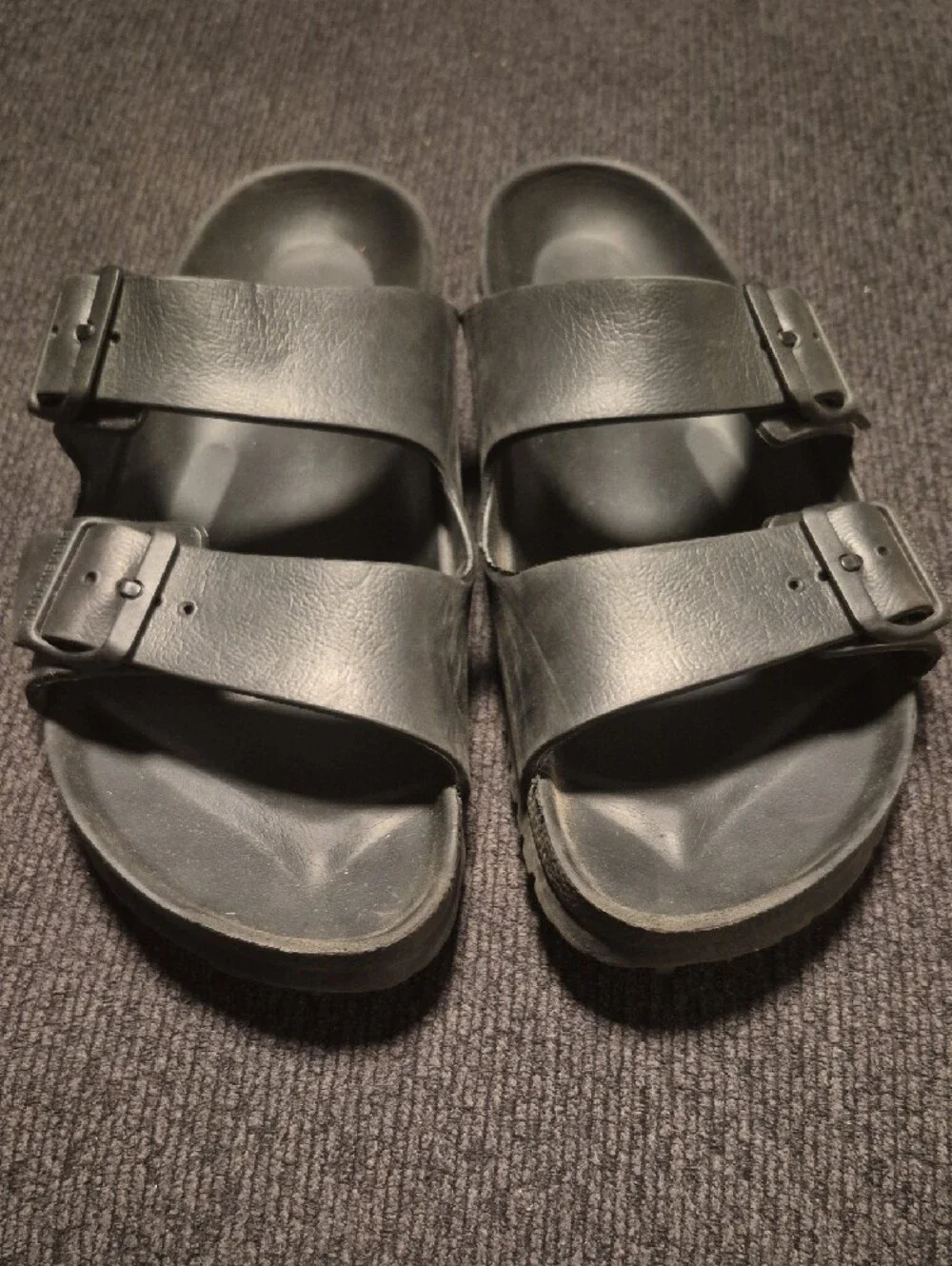 Birkenstock Men's Black Double-Buckle Slide Sandals